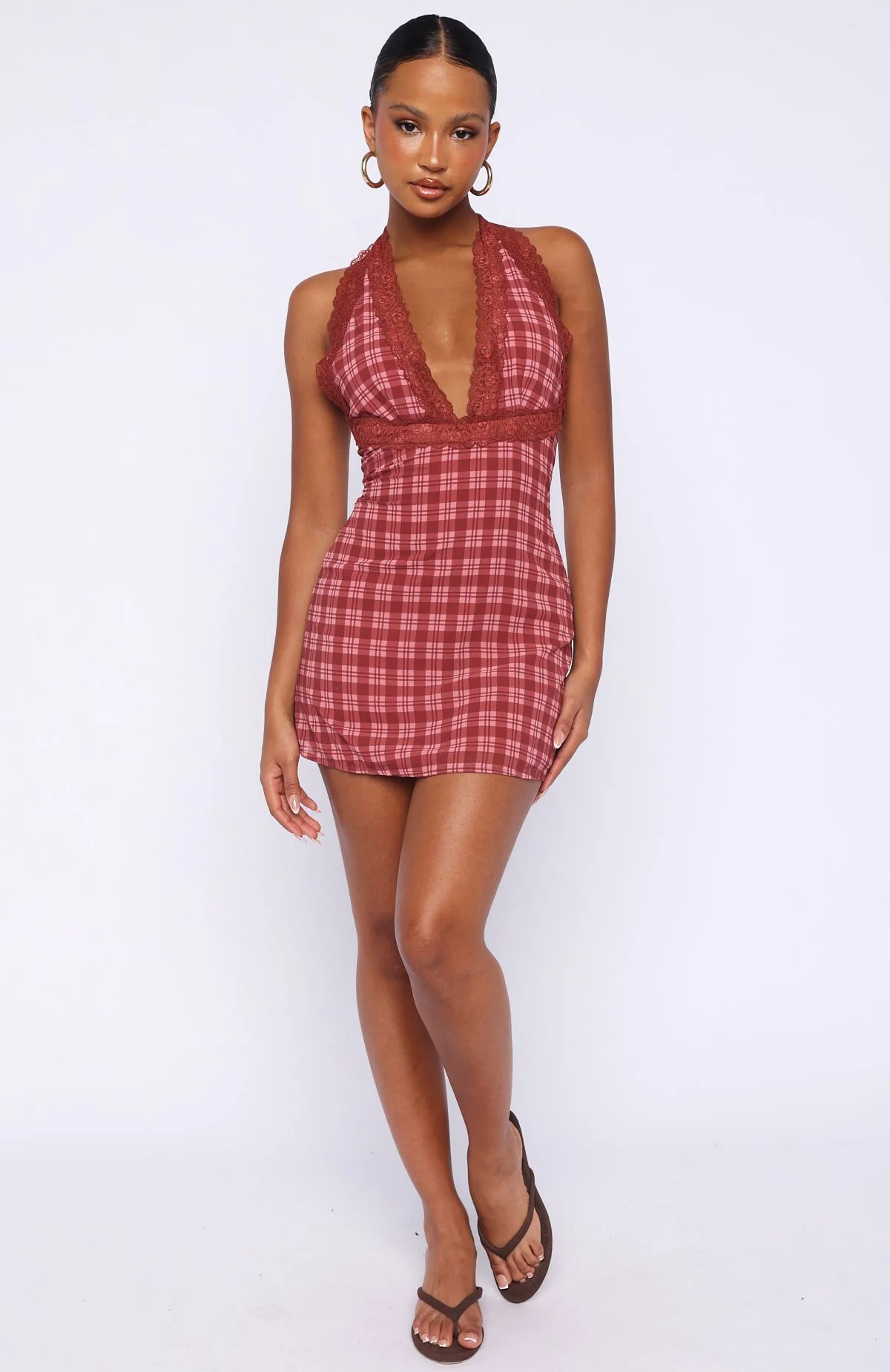 A Girl's Girl Mini Dress Berry Plaid - Image 5