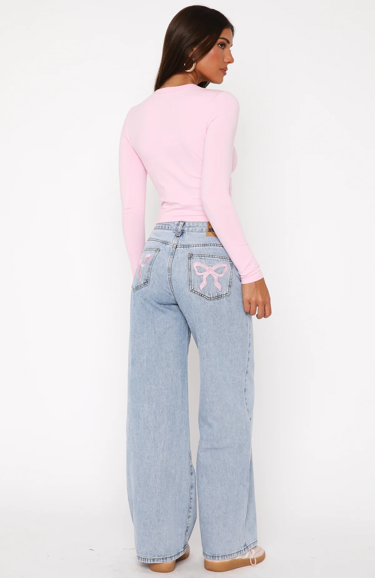 About A Girl Mid Rise Wide Leg Jeans Mid Blue - Image 6