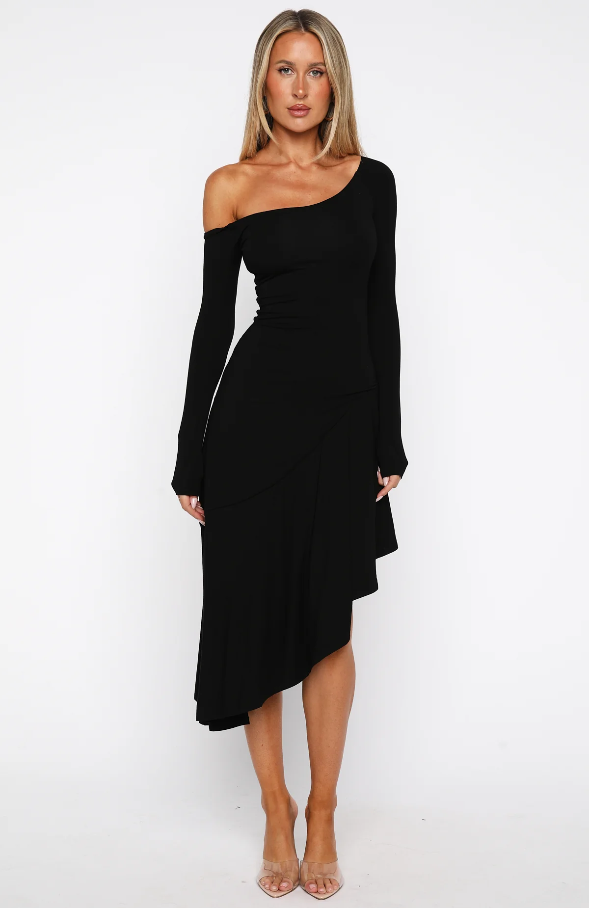 After You've Gone Long Sleeve Midi Dress Black - Image 2