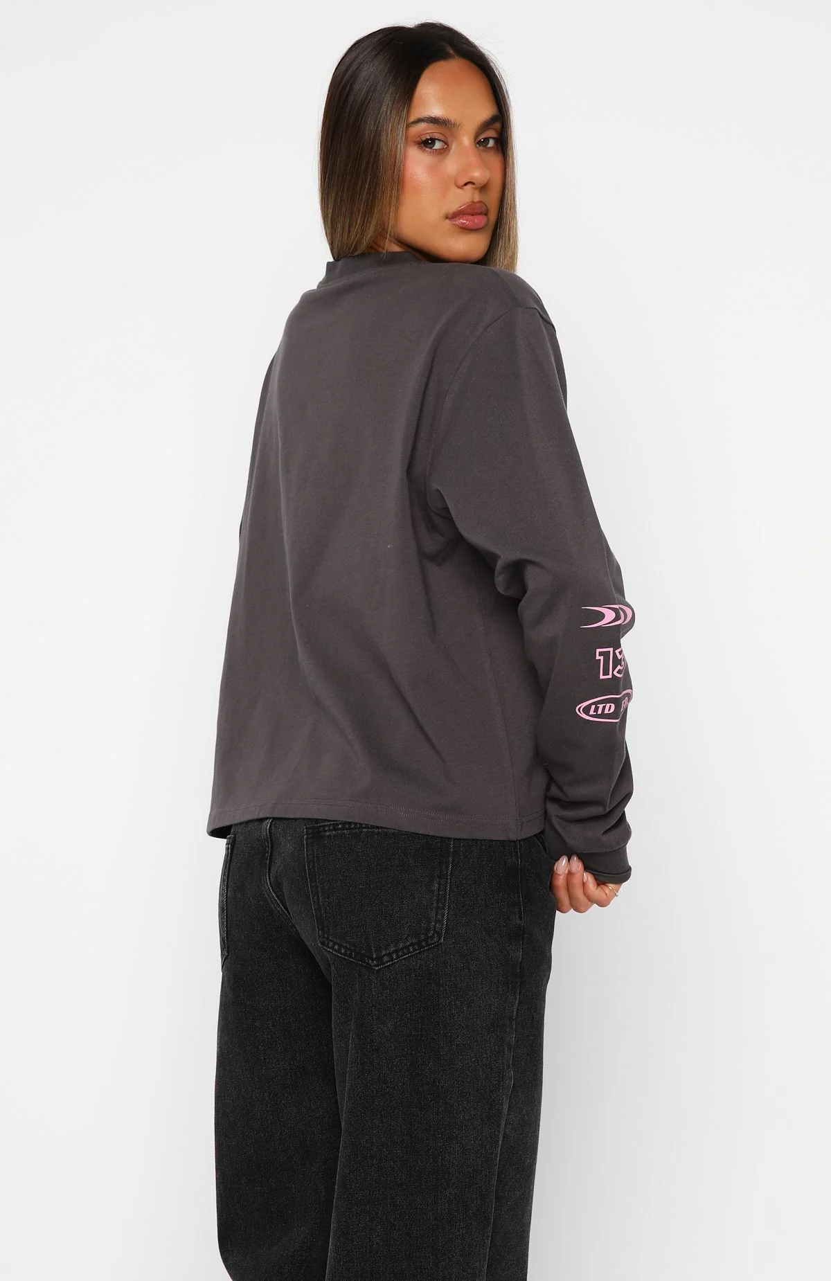 All Around Me Long Sleeve Tee Charcoal - Image 4
