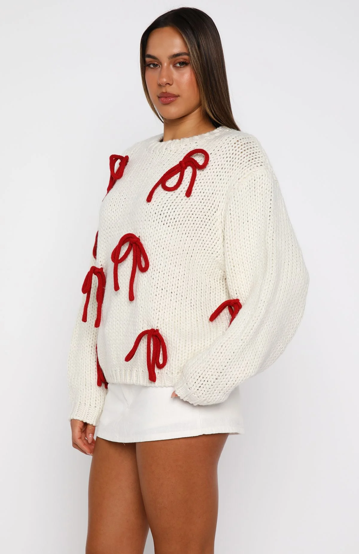 Candy Cane Crush Knit Sweater Cream - Image 3
