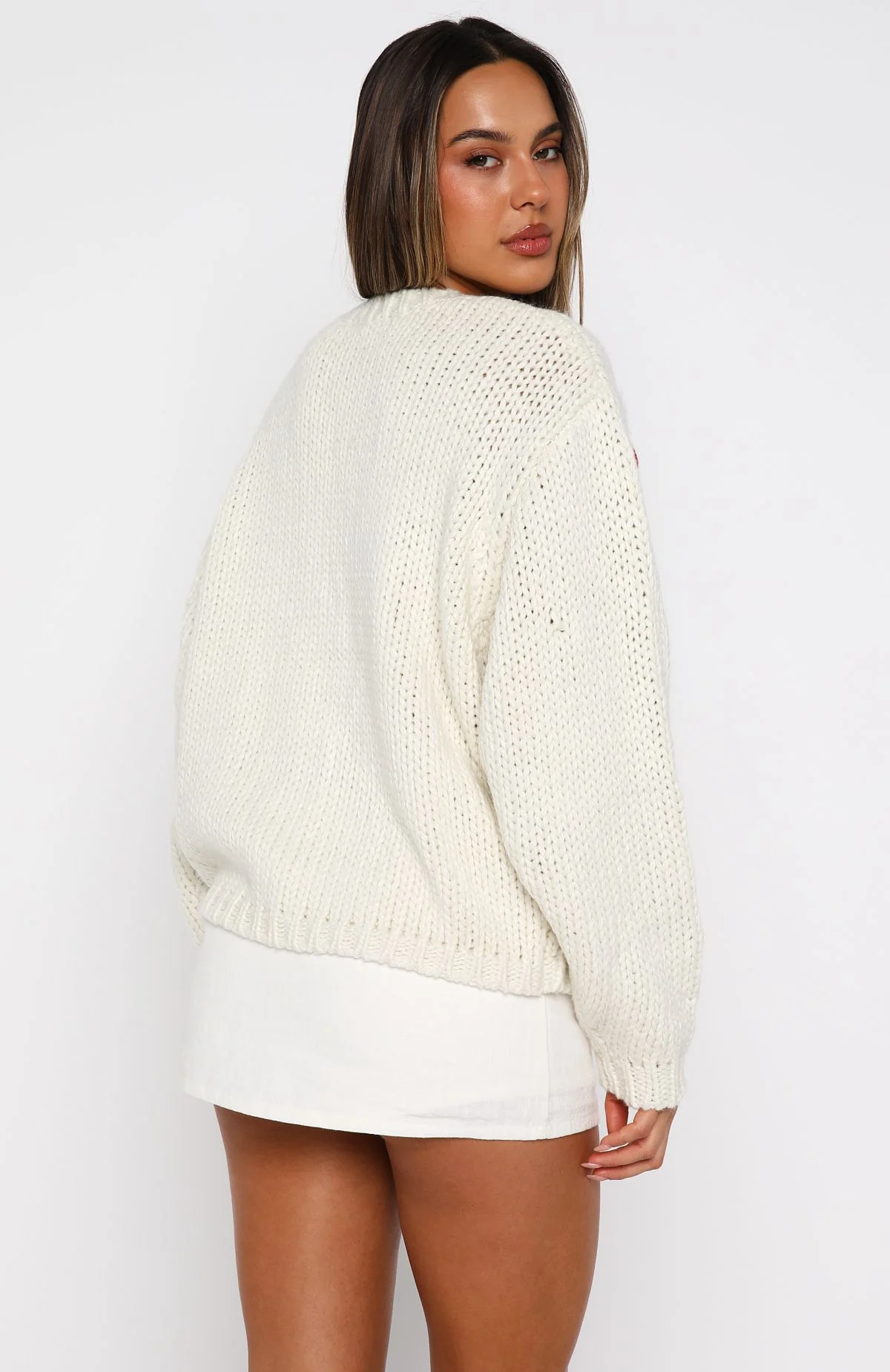 Candy Cane Crush Knit Sweater Cream - Image 4