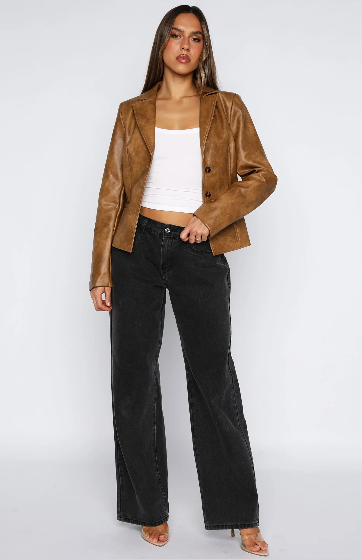 Classic Babe PU Jacket Tan - Image 5