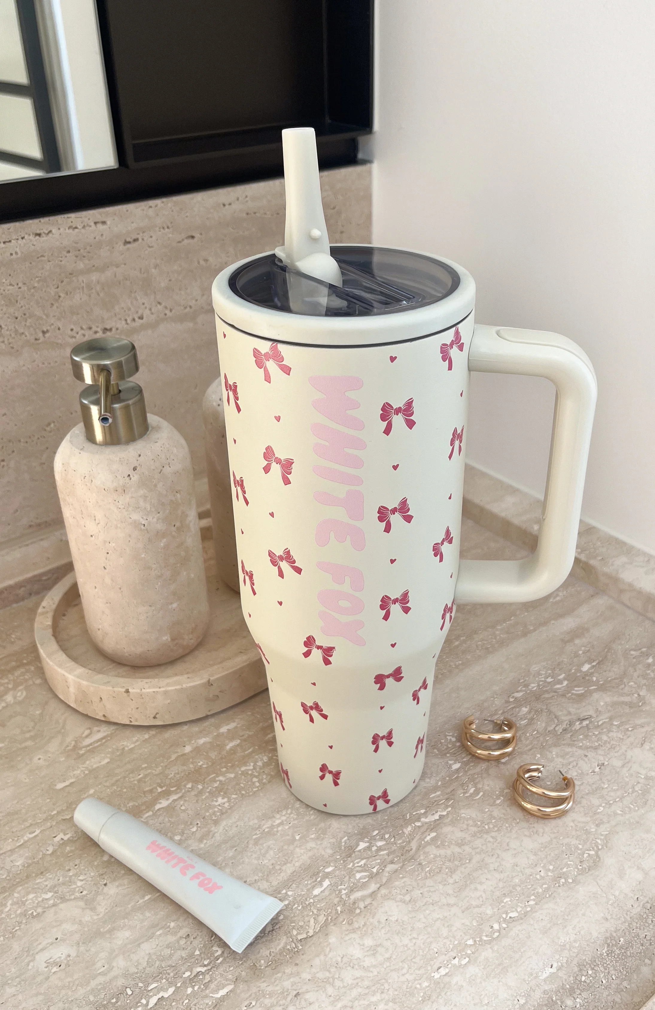 Colson Drink Bottle 1.2 Litre Cream Bows
