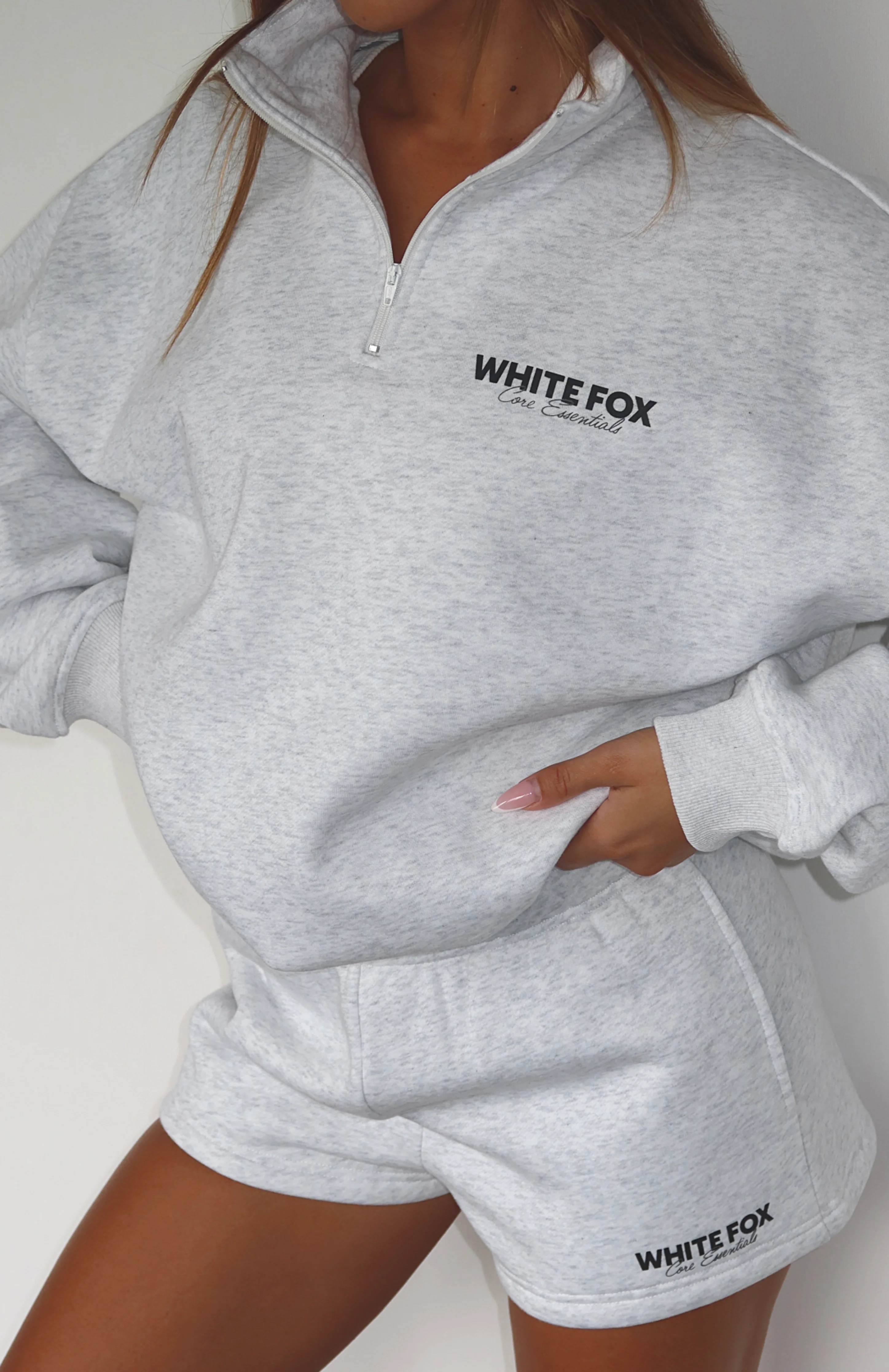 Core Essentials Zip Sweater Grey Marle - Image 2