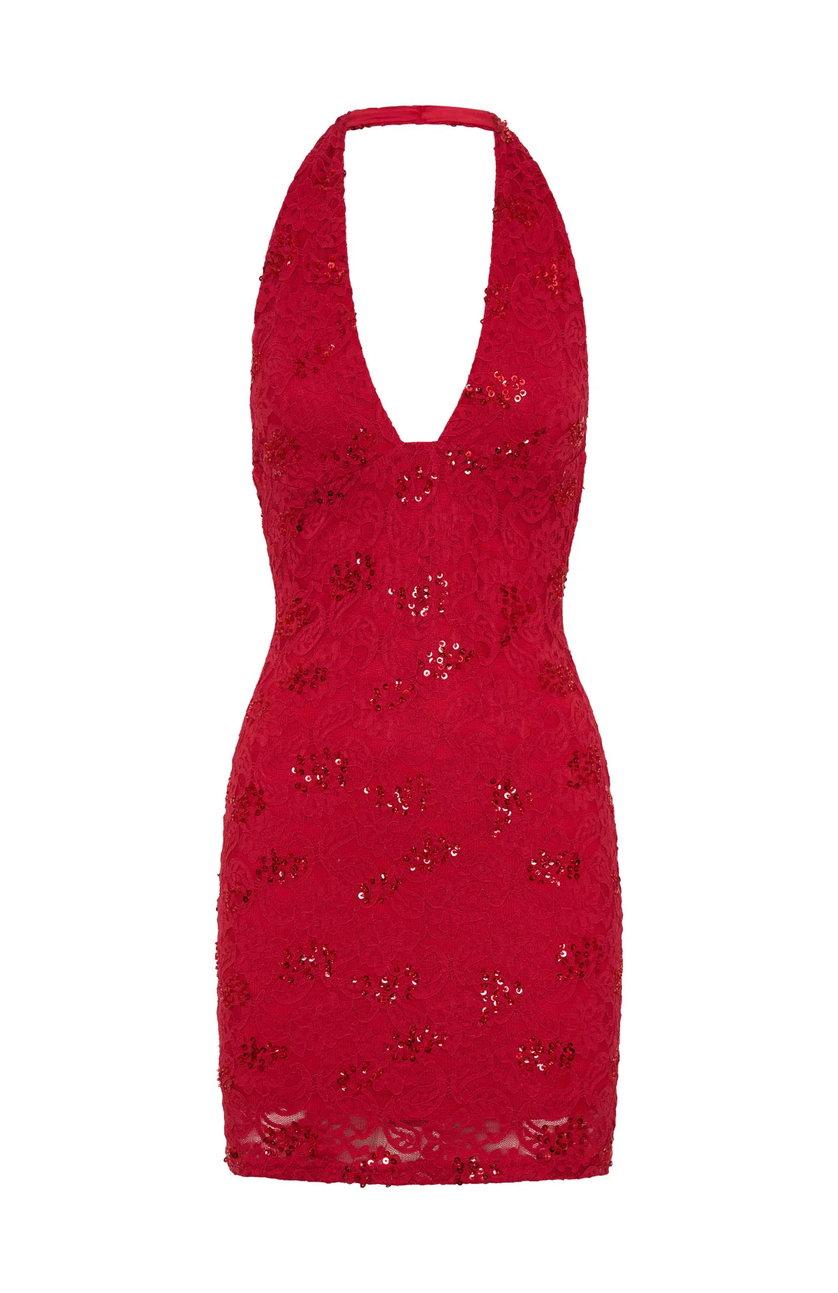 Disco Damage Lace Mini Dress Red - Image 8