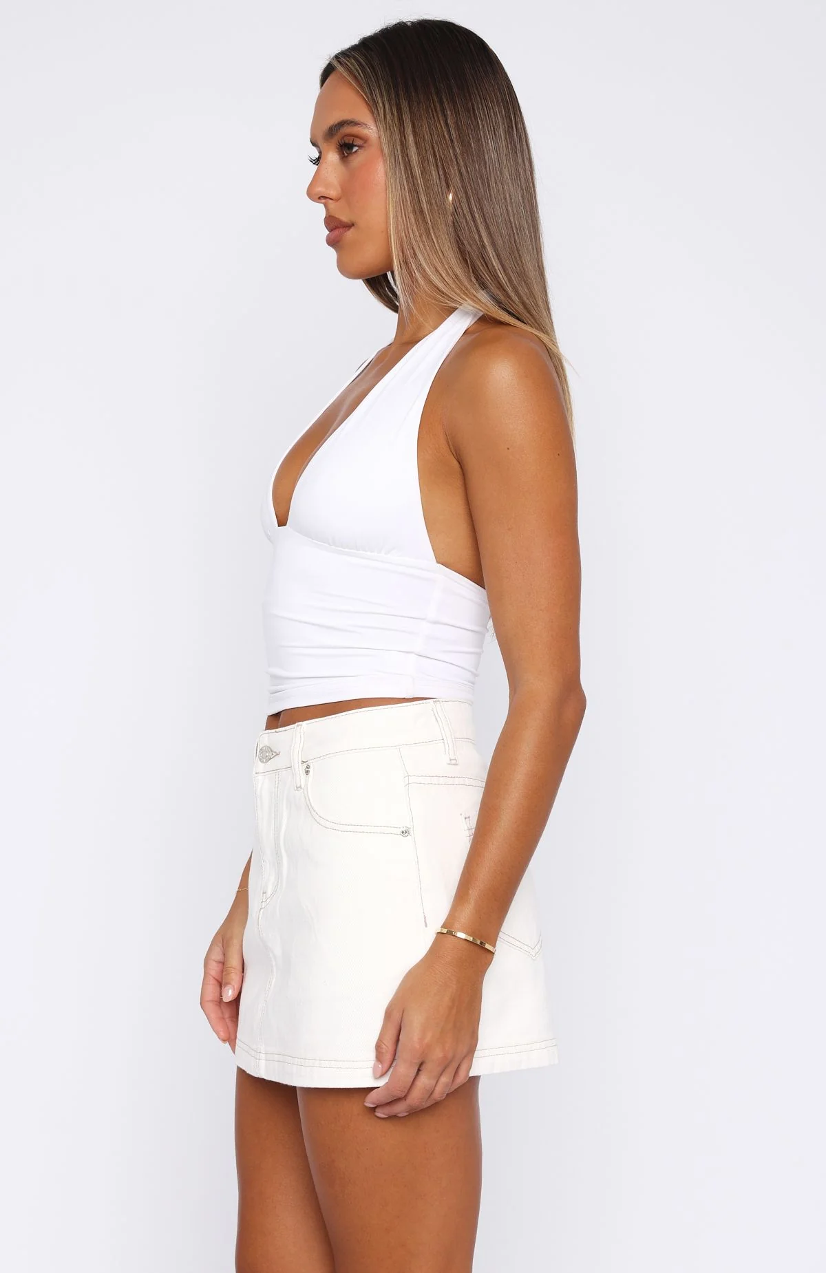 Don't Leave Me Denim Skort Off White - Image 3