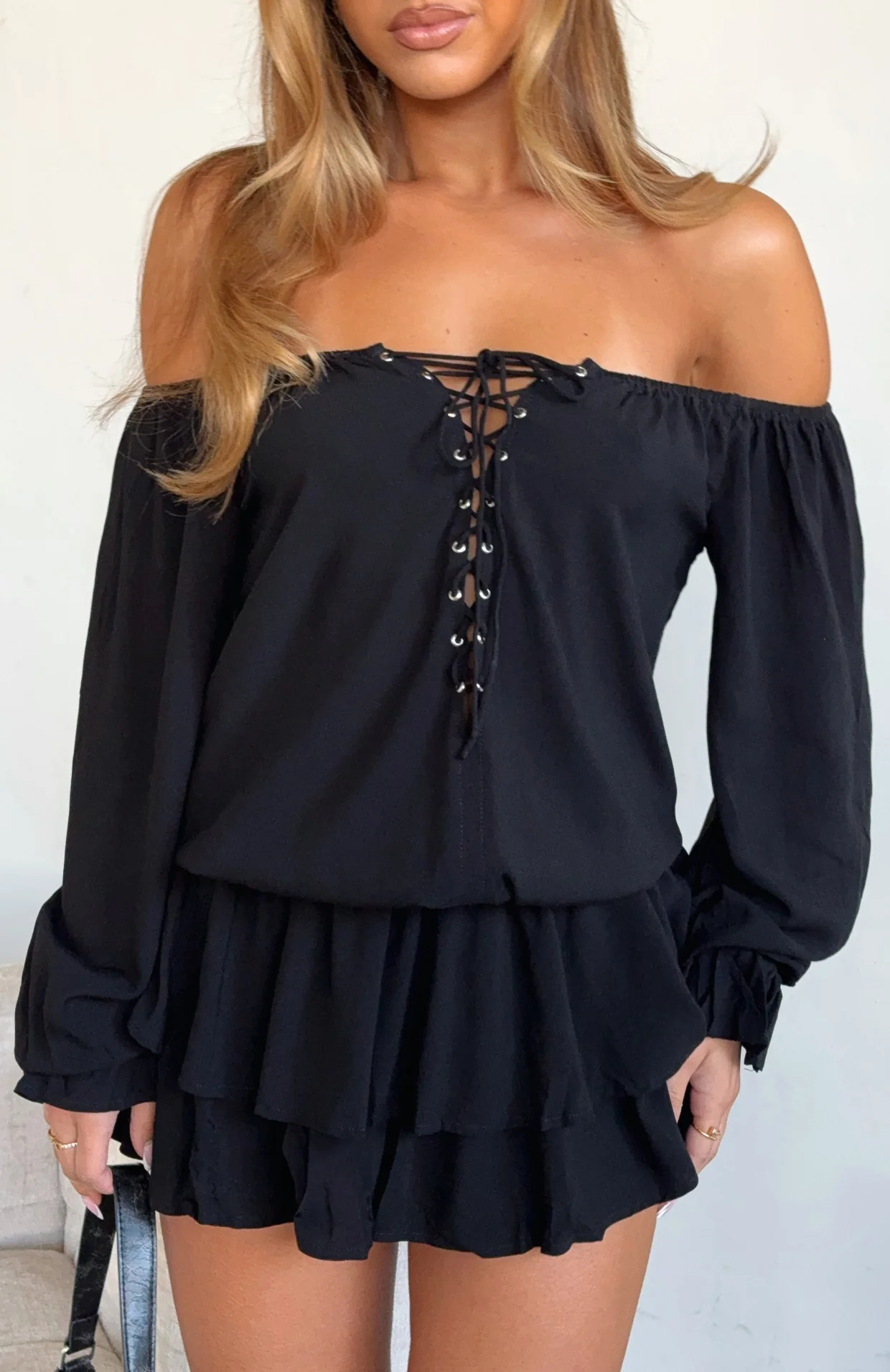 Let Me Long Sleeve Mini Dress Black - Image 2
