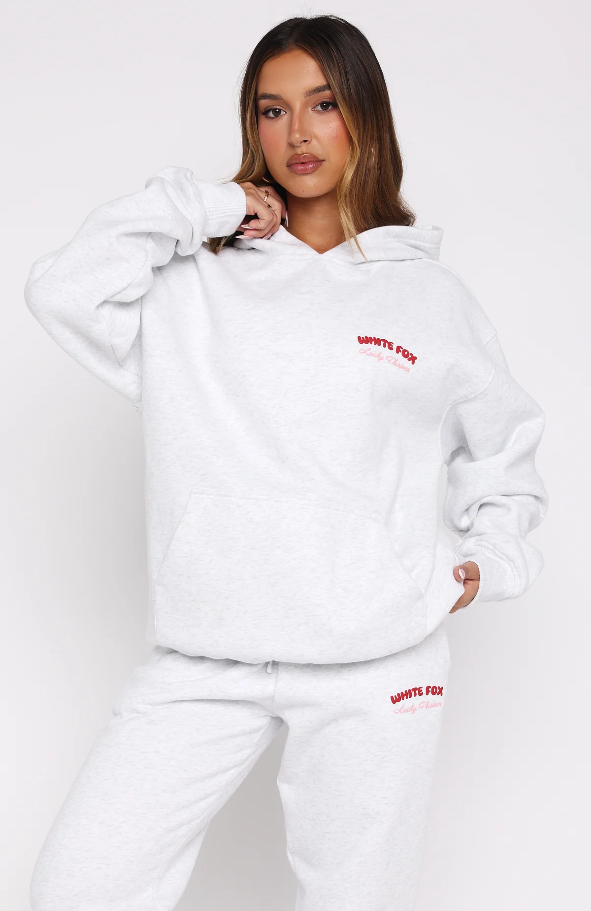 Lucky Thirteen Cheyenne Oversized Hoodie Grey Marle - Image 2