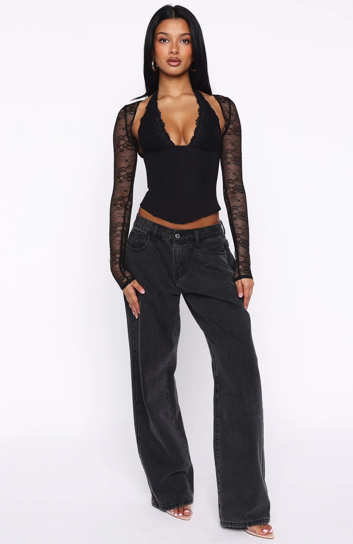 Never Walk Alone Long Sleeve Bustier Black - Image 5