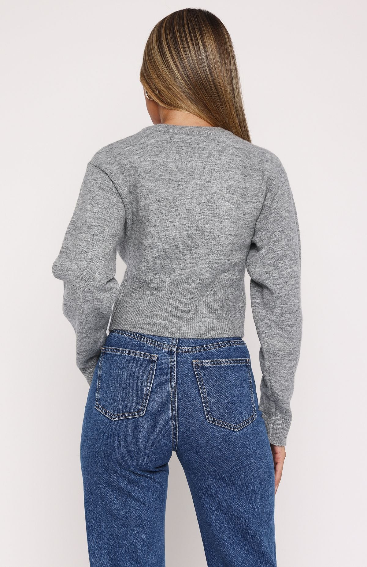 No Stoppin Me Knit Cardigan Light Grey - Image 4