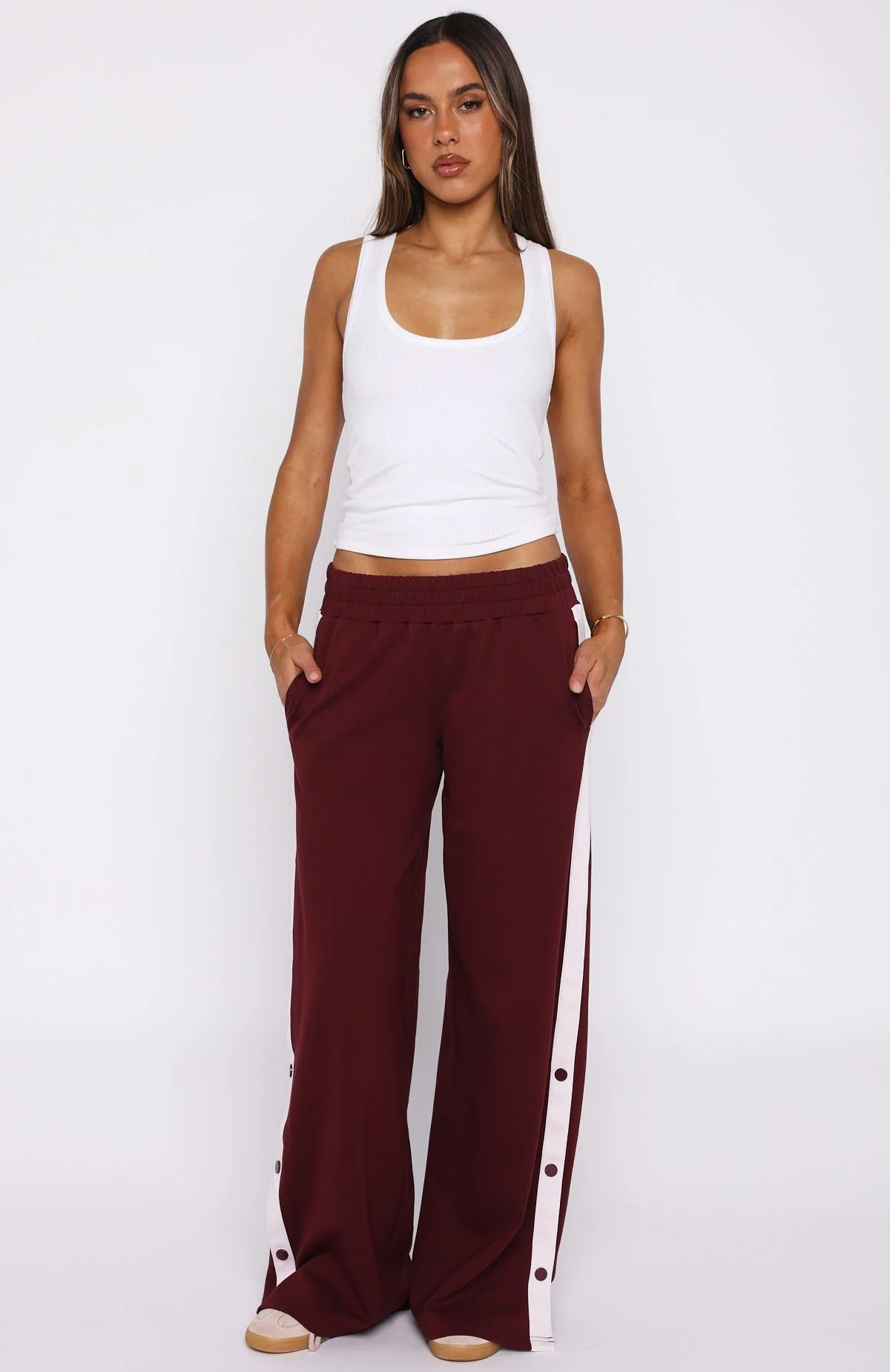 Our Bridges Burned Wide Leg Pants Burgundy - Image 2