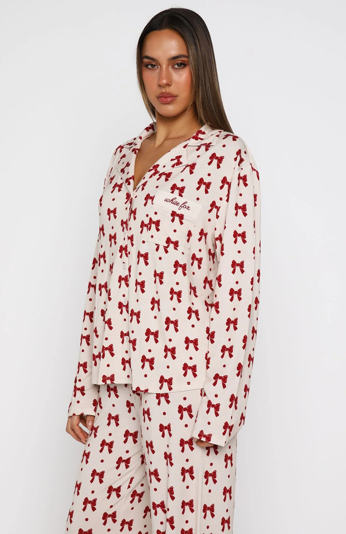 Pillow Talk Printed Long Sleeve Pyjama Set Bow Bliss - Image 6