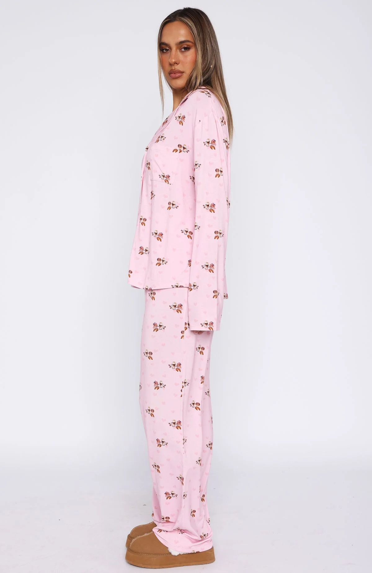 Pillow Talk Printed Long Sleeve Pyjama Set Candy Breakfast - Image 3
