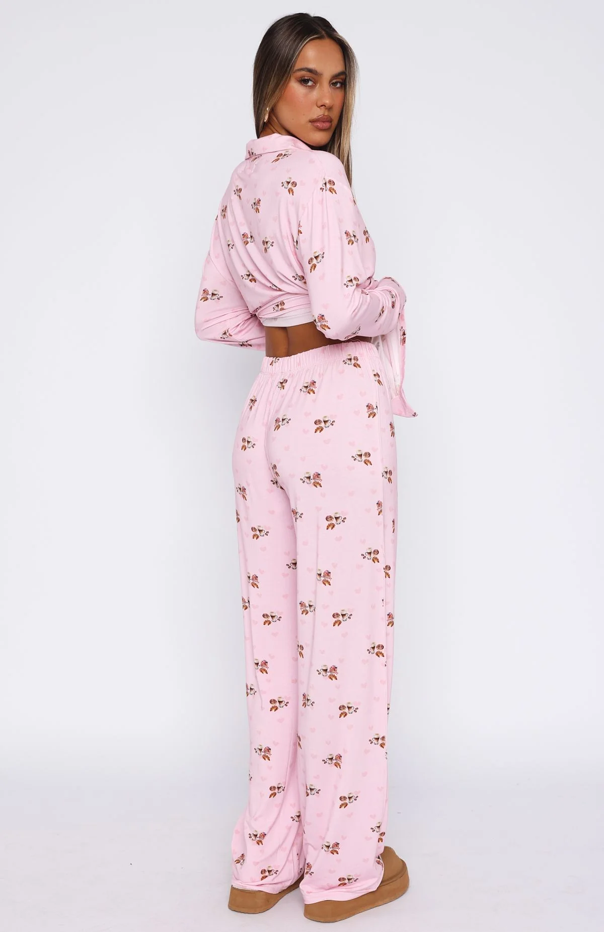 Pillow Talk Printed Long Sleeve Pyjama Set Candy Breakfast - Image 4