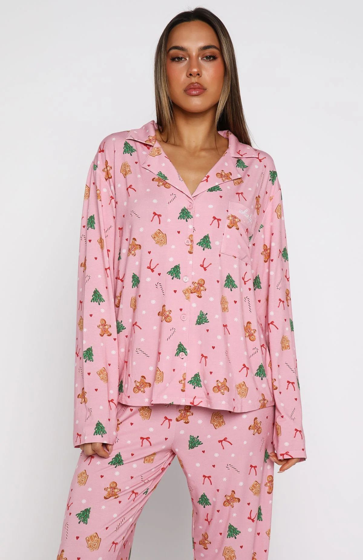 Pillow Talk Printed Long Sleeve Pyjama Set Candy Kiss - Image 5