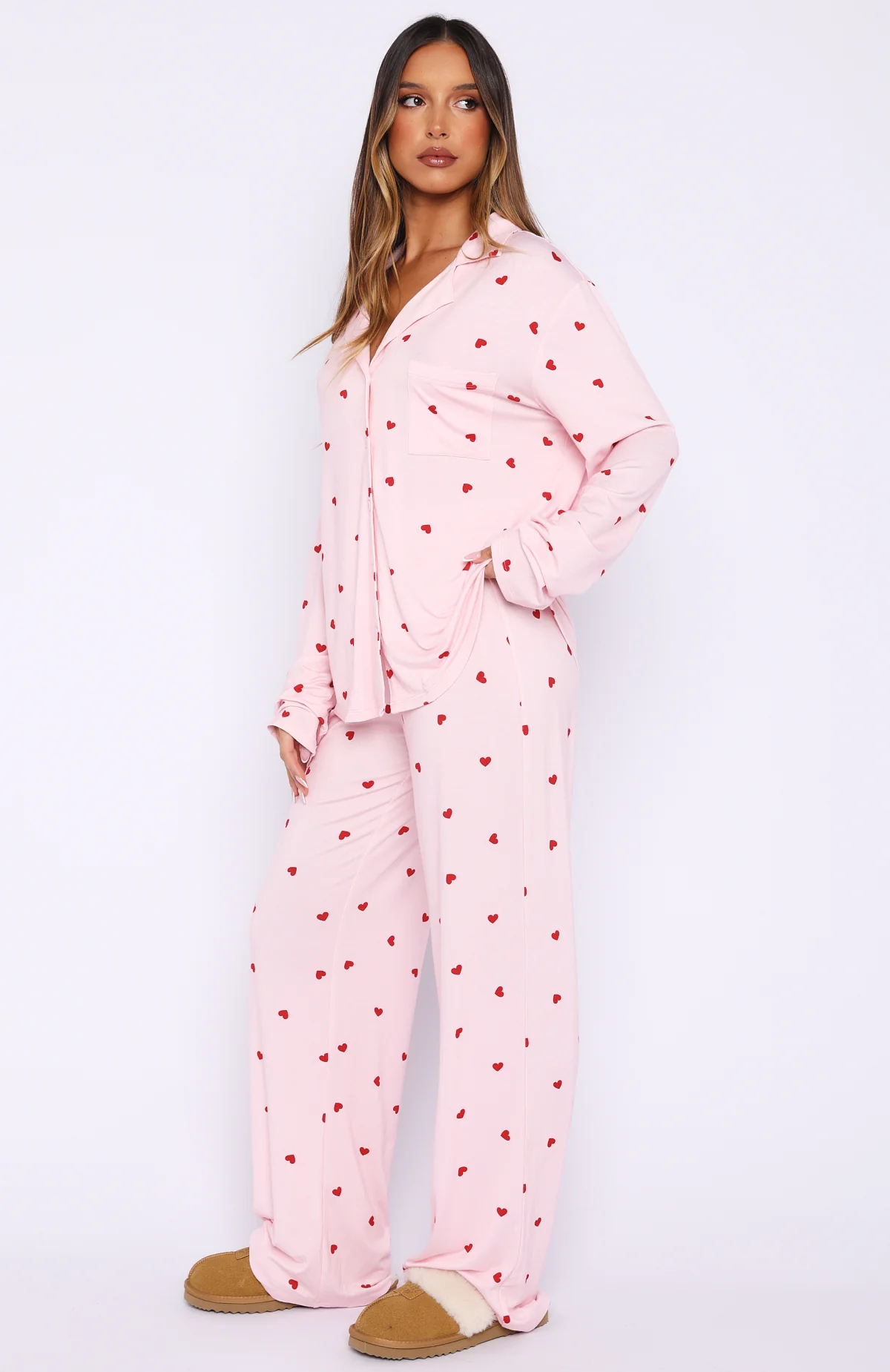 Pillow Talk Printed Long Sleeve Pyjama Set Valentines Kisses - Image 7