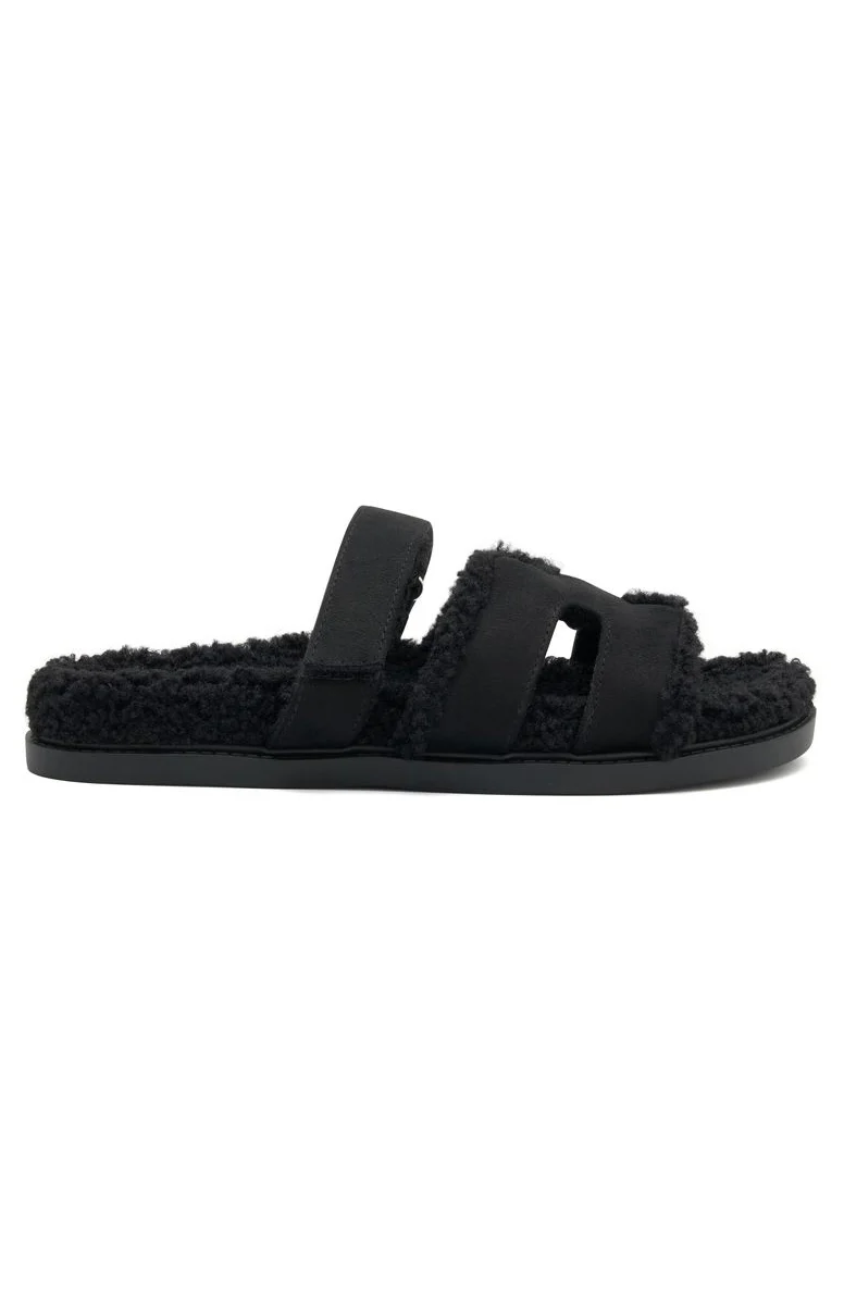 Sandra Shearling Sandals Black - Image 3