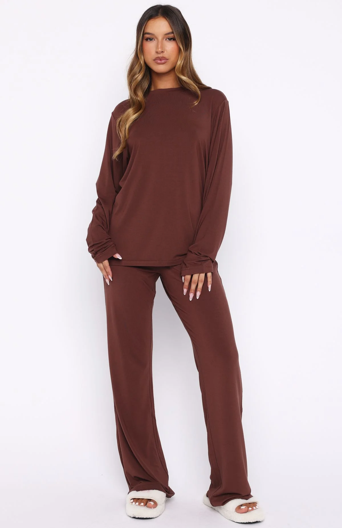 Slow Life Long Sleeve Pyjama Top Chocolate - Image 5