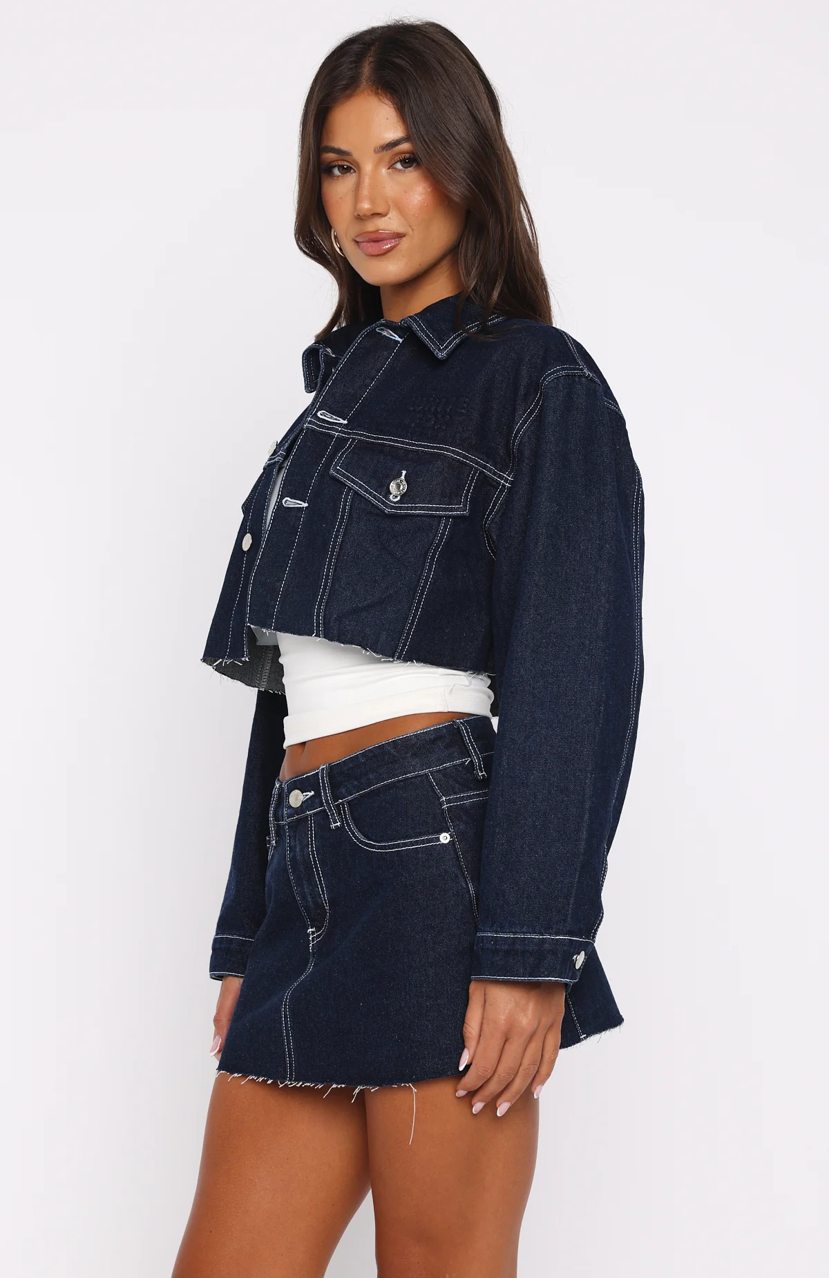 Something To Prove Denim Mini Skirt Dark Indigo - Image 3