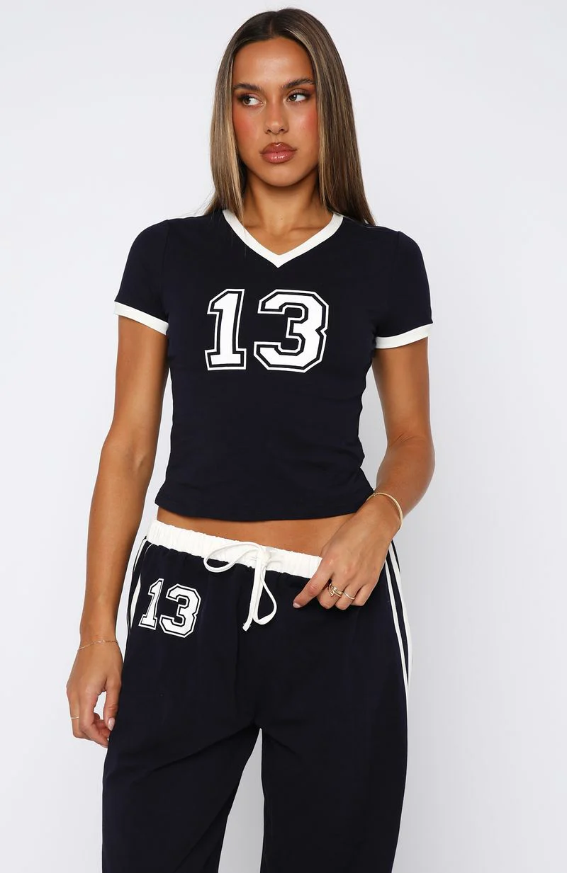 Trying Too Hard Baby Tee Dark Navy - Image 2